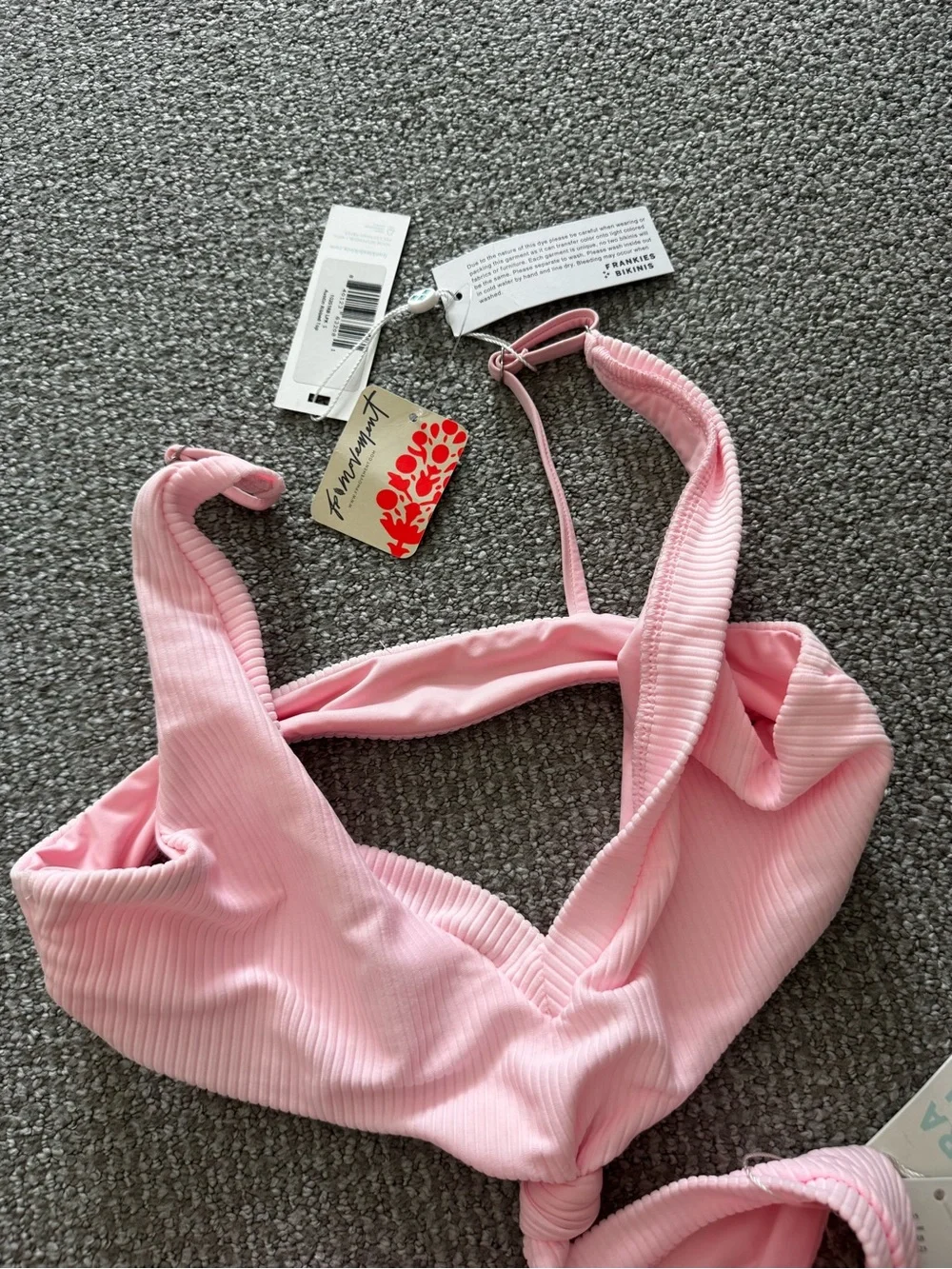 Frankies bikini Pink Ribbed Bikini Set